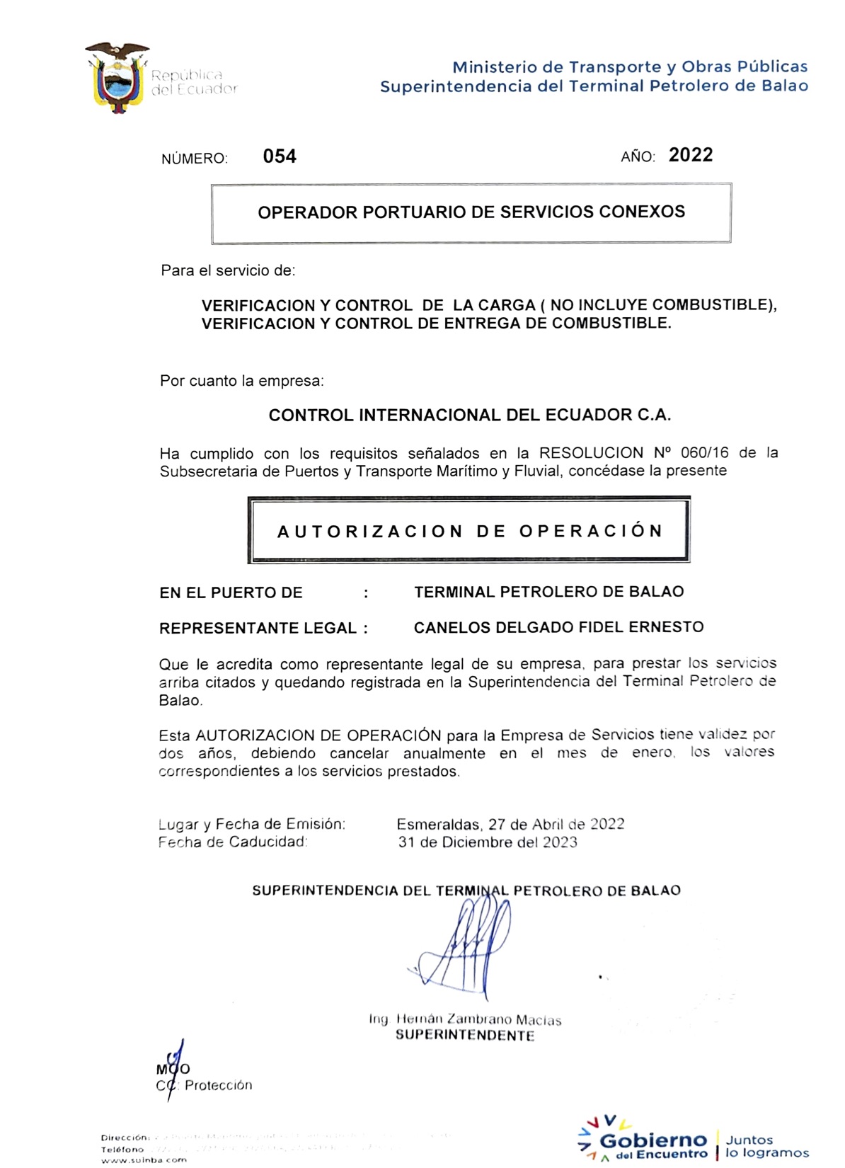 PERMISO DE OPERACION